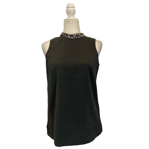 Ann Taylor NWT Jewelled Mock-Neck Sleeveless Keyhole Top Blouse - Picture 3 of 7